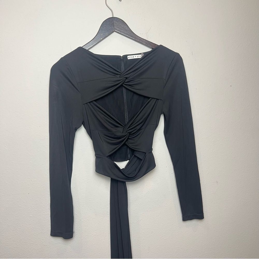 Alice + Olivia Amelie Twist Tie Top in Black Size Medium - Picture 5 of 10